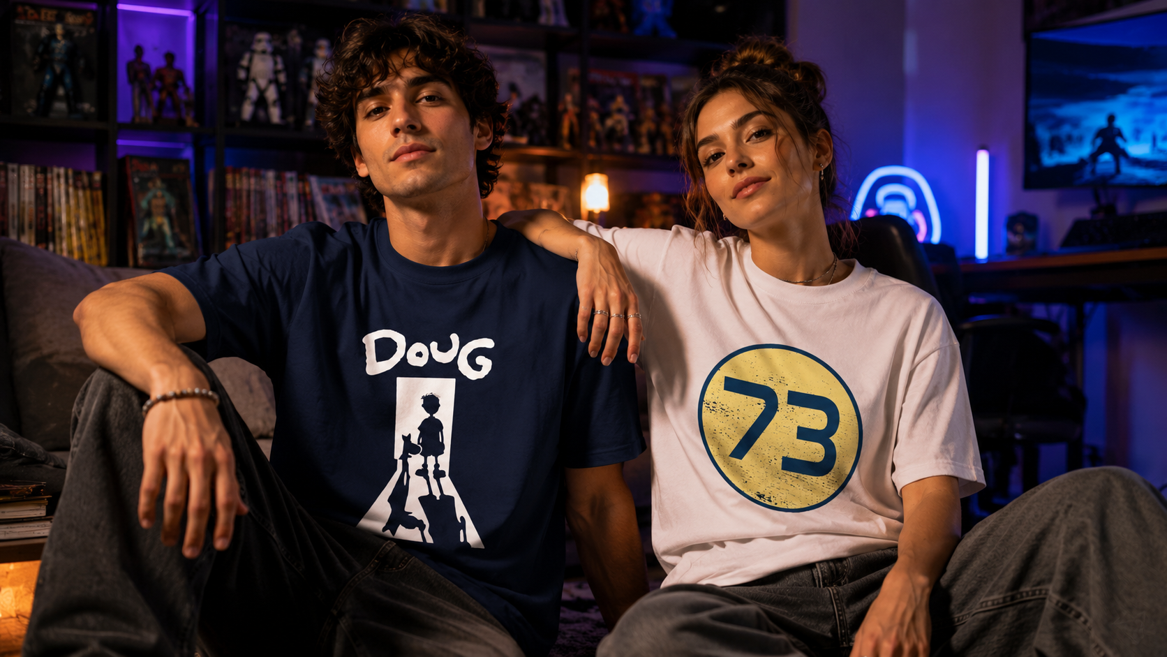 Modelo usando camiseta inspirada em anime